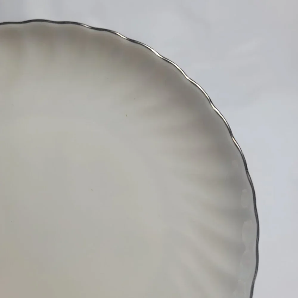 FOUR Syracuse China Wedding Ring Salad Plates White with Platinum Trim